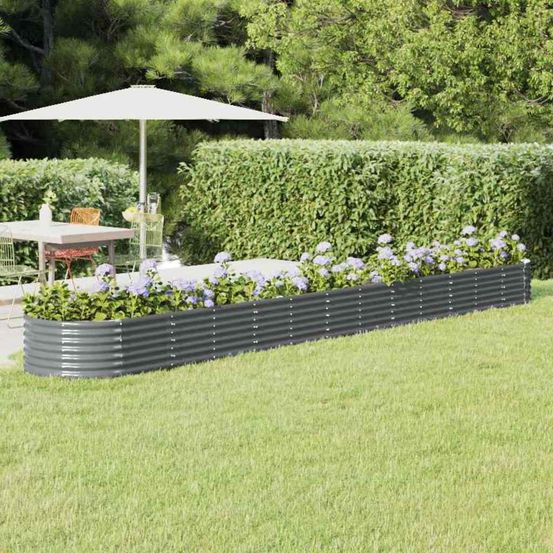 Carré potager ovale acier galvanisé jardin anthracite 512x80x36 cm