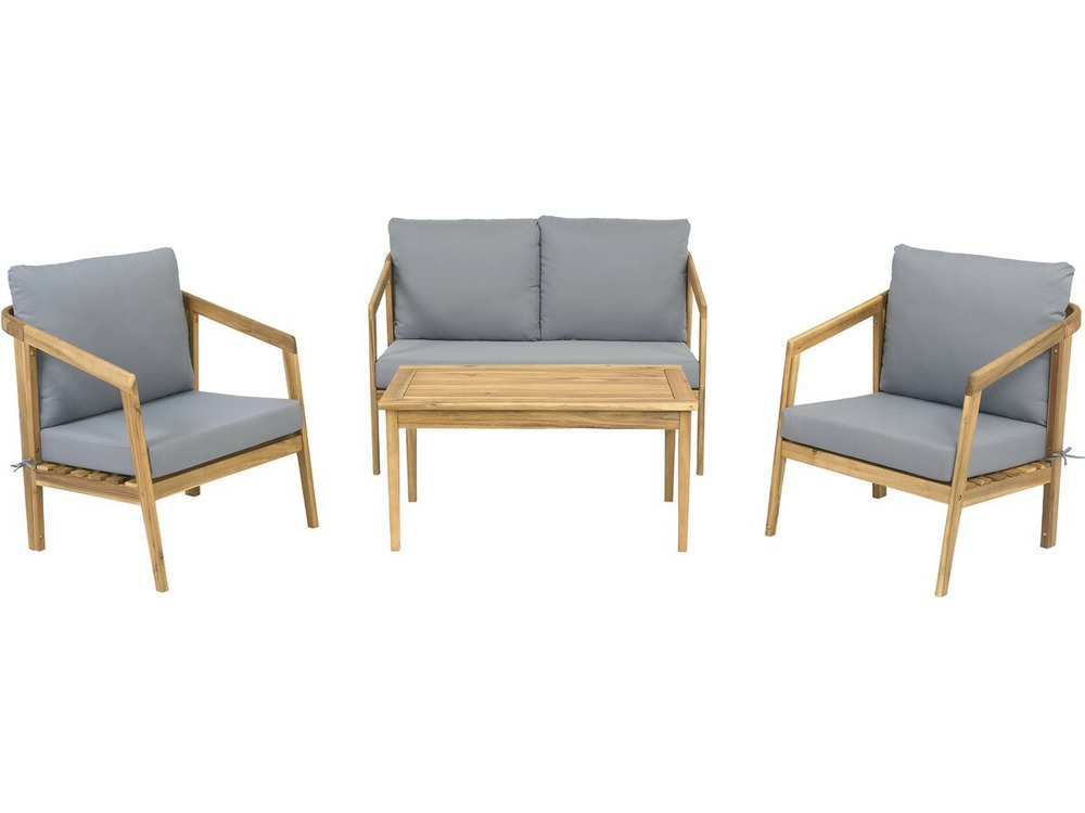 Salon de jardin en bois avec coussins 