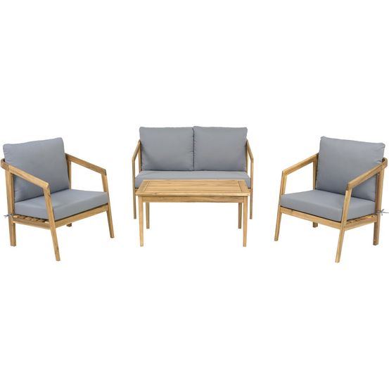Salon de jardin en bois avec coussins