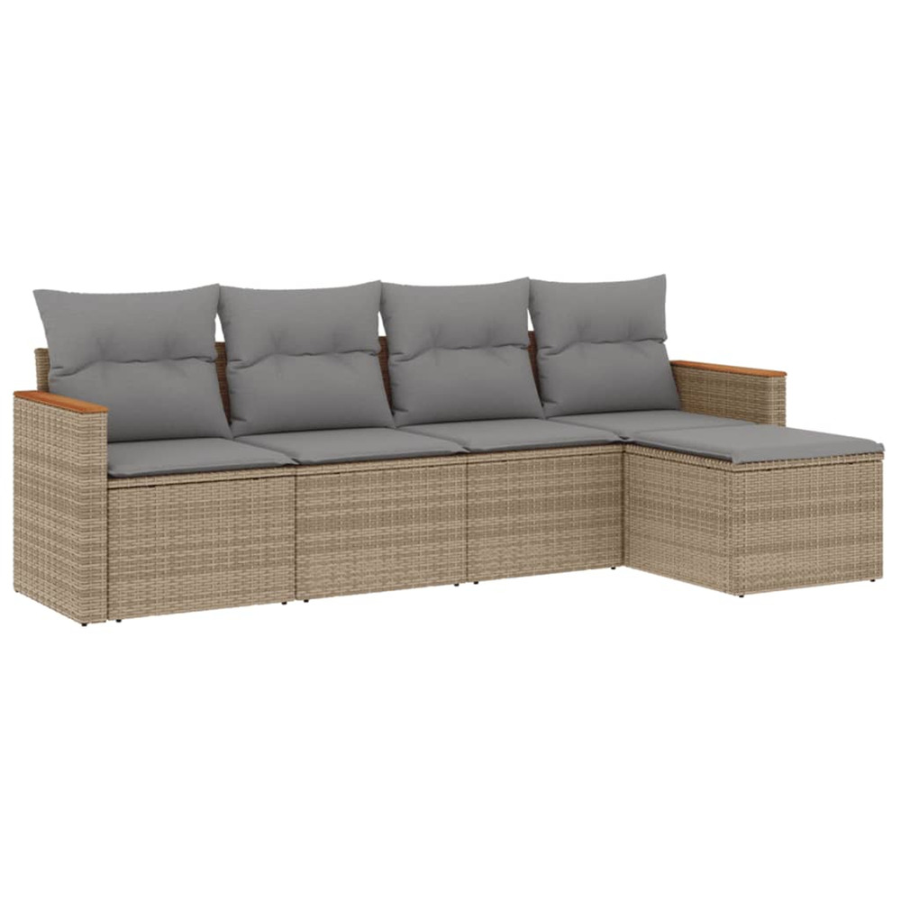 Salon de jardin avec coussins 5pcs mélange beige résine tressée