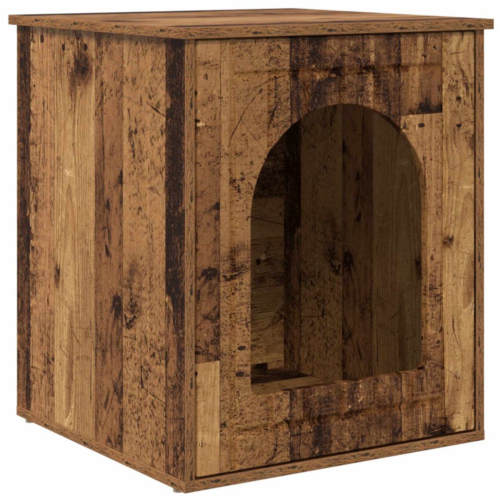 Maison pour chat bois ancien 53 x 52 x 62 cm bois d'ingénierie
