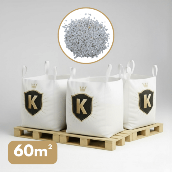 Gravier marbre blanc cristal 8/12 mm – pack 3 big bag +/- 1,5t – 60 m²