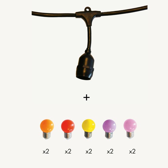 Guirlande guinguette java e27 - 10 ampoules g45 couleurs chaudes- 5m - prolongeable