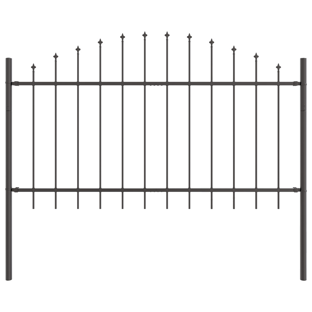 Clôture de jardin avec sommet arrondi gris 1,7x1 m en acier