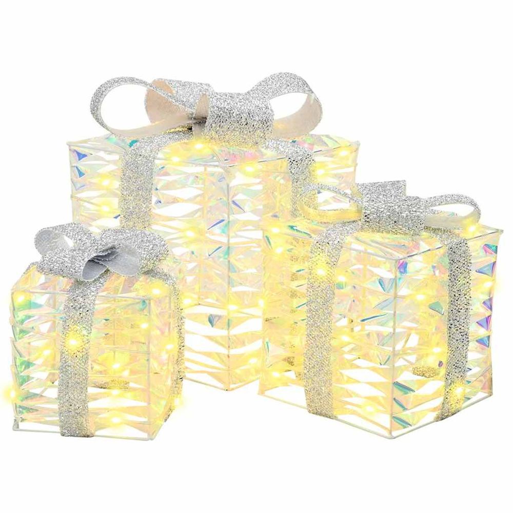 Boîte-cadeau de noël éclairée 3 pc 150 led blanc chaud