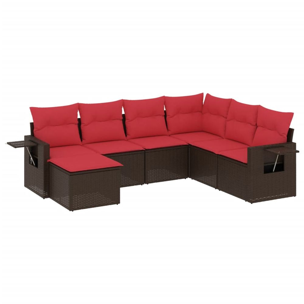 Ensemble de canapé de jardin 7 pcs avec coussins marron