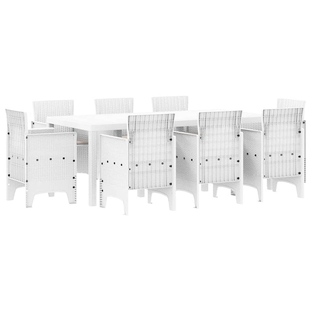 Ensemble de salle à manger pour jardin 9 pc blanc polypropylène