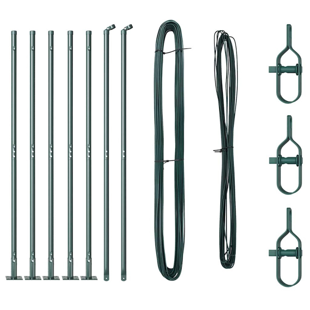 Poteau de clôture. 7 pcs vert acier