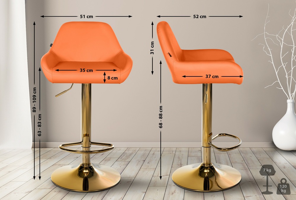 Tabouret de bar braga gold simili cuir