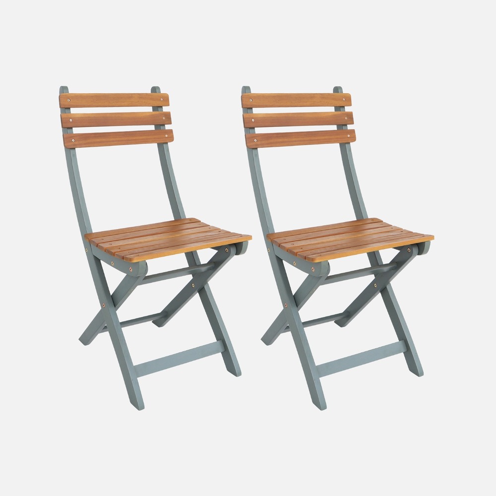 Chaise de jardin calena pliable acacia (lot de 2) 40 x 52 x 85 cm