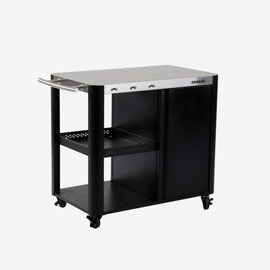 Desserte extérieure andy noire mat en acier inoxydable 94,5 cm avec tablette rabattable, l 156 x l 49,5 x h 80 cm