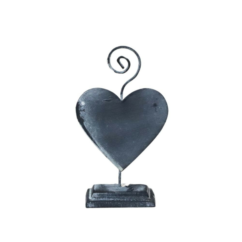 Cadre photo en forme de coeur à poser en métal gris 7 x 13 cm