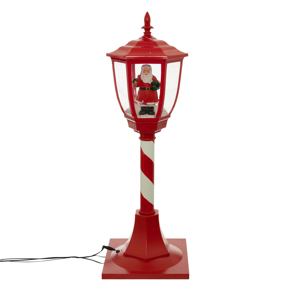 Déco lumineuse intérieur lampadaire rouge avec père noël 30 led h 90 cm