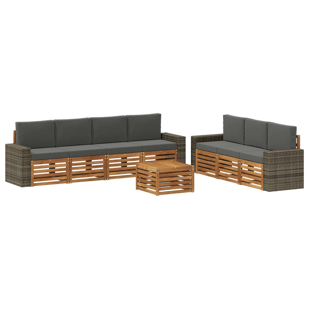 Ensembles de canapés avec coussin 8 pcs bois d'acacia massif