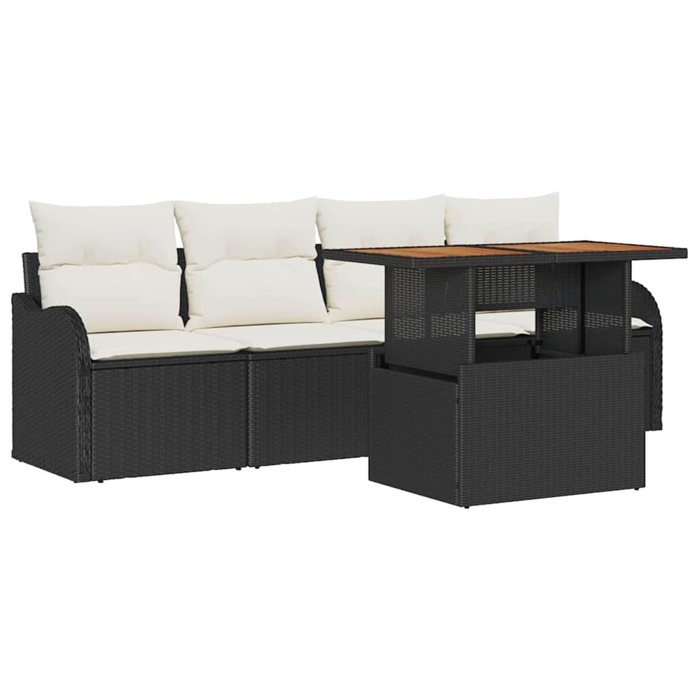 Ensemble de canapé de jardin 5 pc noir polyrotin