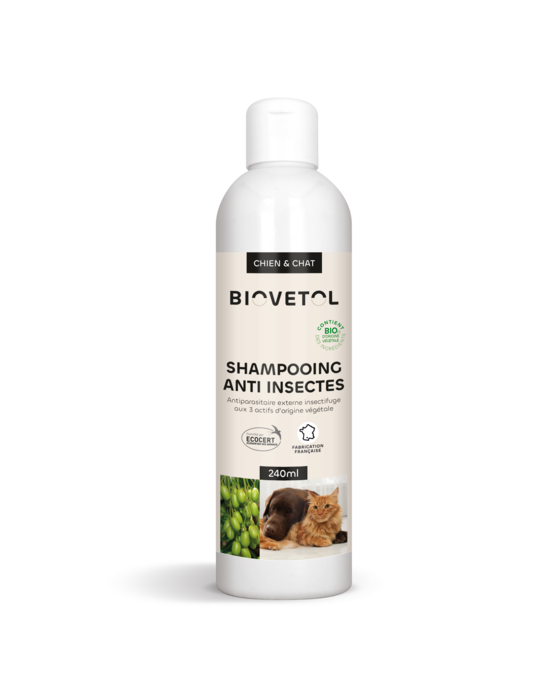 Shampoing anti-insectes bio - certifié ecocert - chien chat - 240ml
