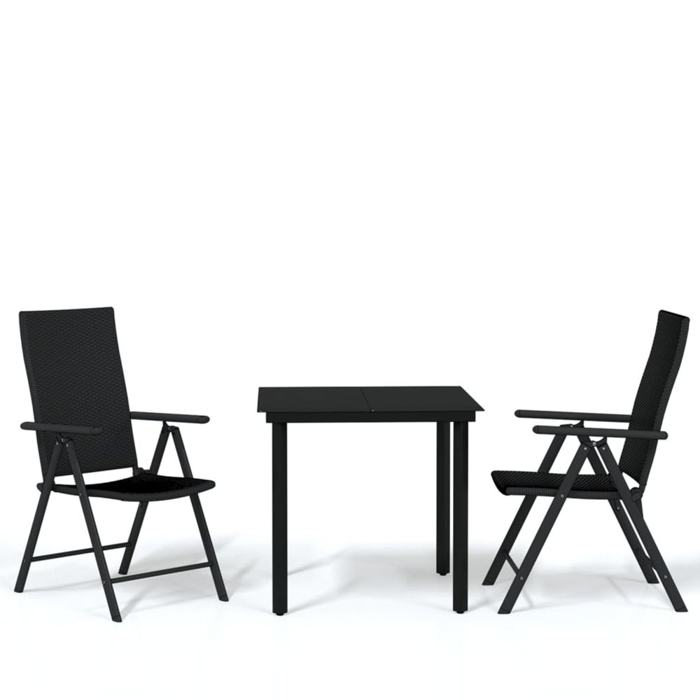 Ensemble à manger de jardin 3 pcs noir