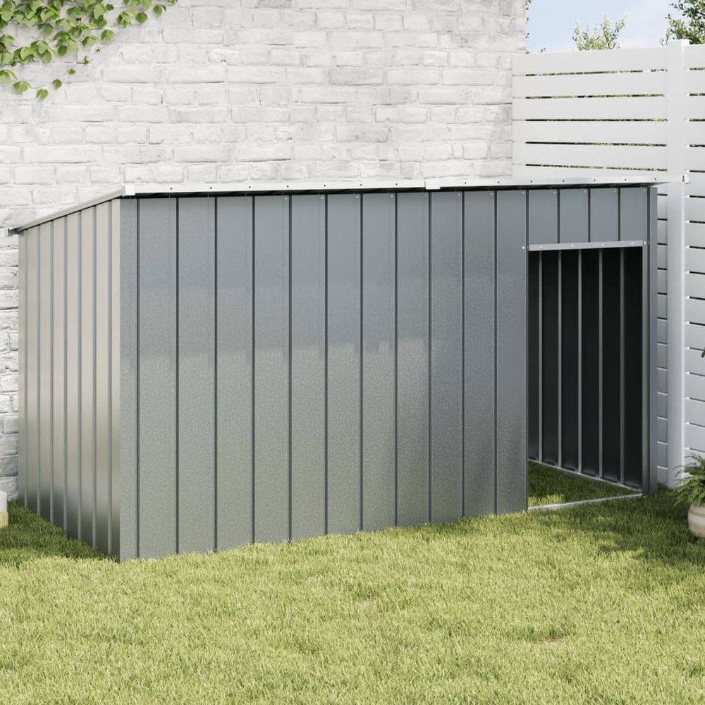 Abri pour chien de jardin en acier galvanisé avec toit anthracite