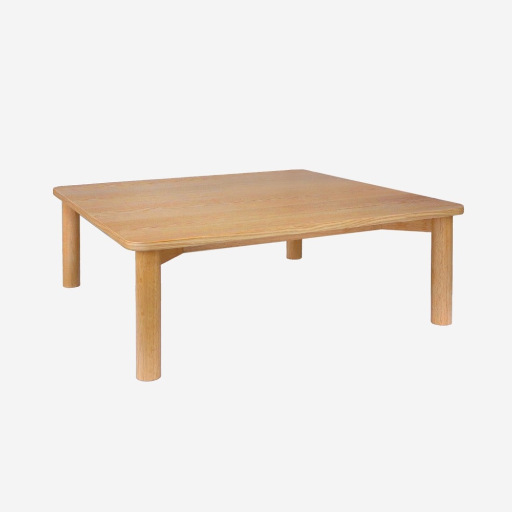 Table basse carrée bois d'hévéa placage chêne - 100 x 100 x 35 cm - solène