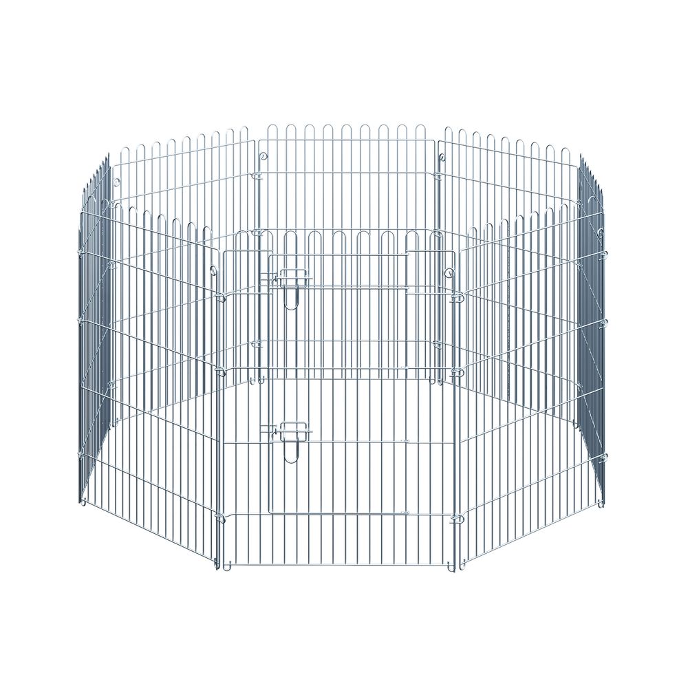 Parc à chiots enclos 8 panneaux métal 63 x 91 cm extérieur porte sécurisée