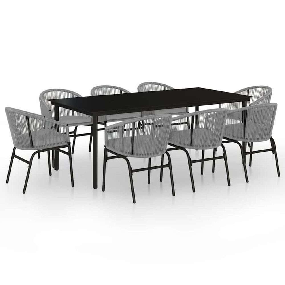 Ensemble à manger de jardin 9 pcs gris
