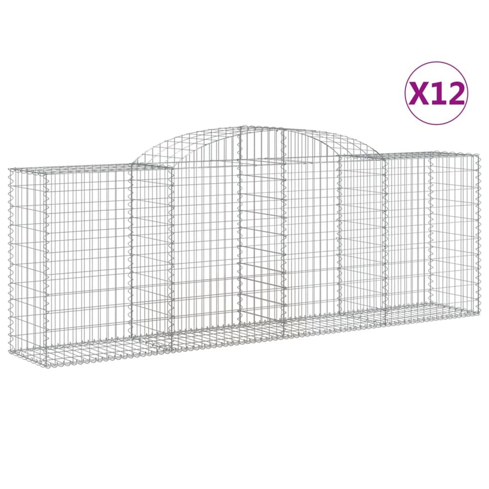 Paniers à gabions arqués 12 pcs 300x50x100/120 cm fer galvanisé