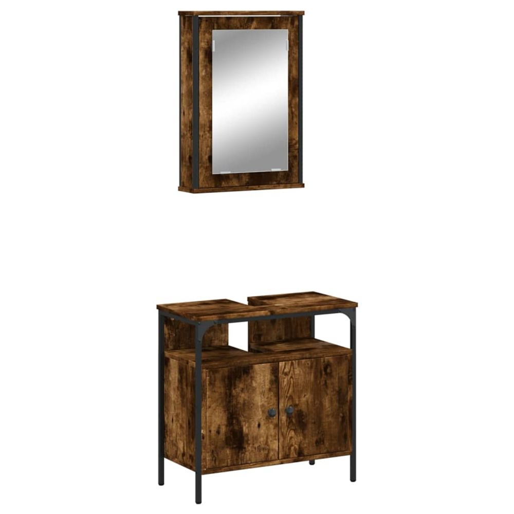 Ensemble de meubles de salle de bain 2 pcs chêne fumé