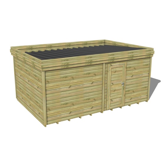 Abri de jardin bois pin traité autoclave 27mm - 5,69x3,44m / 20m2 - bac acier - plancher bois
