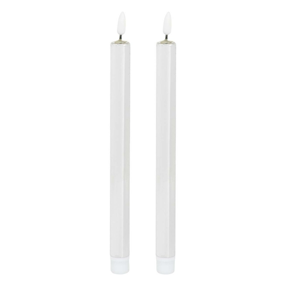 Lot de 2 bougies led bâton métal argent