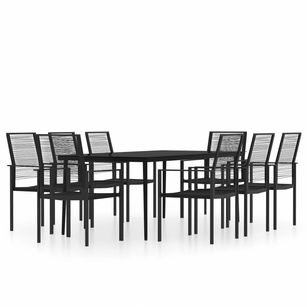 Ensemble de salle à manger de jardin meuble extérieur 9 pièces noir