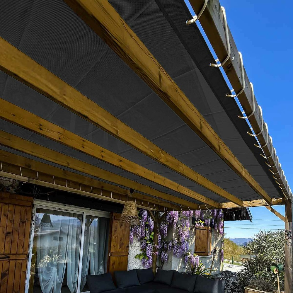 Toile pergola micro-perforée tecplast mp460pr 3x5 m - noire - garantie 5 ans