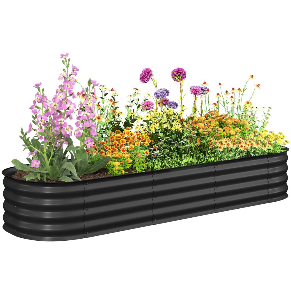 Carré potager modulable acier coloré extérieur légumes fleurs 195x62x30cm gris