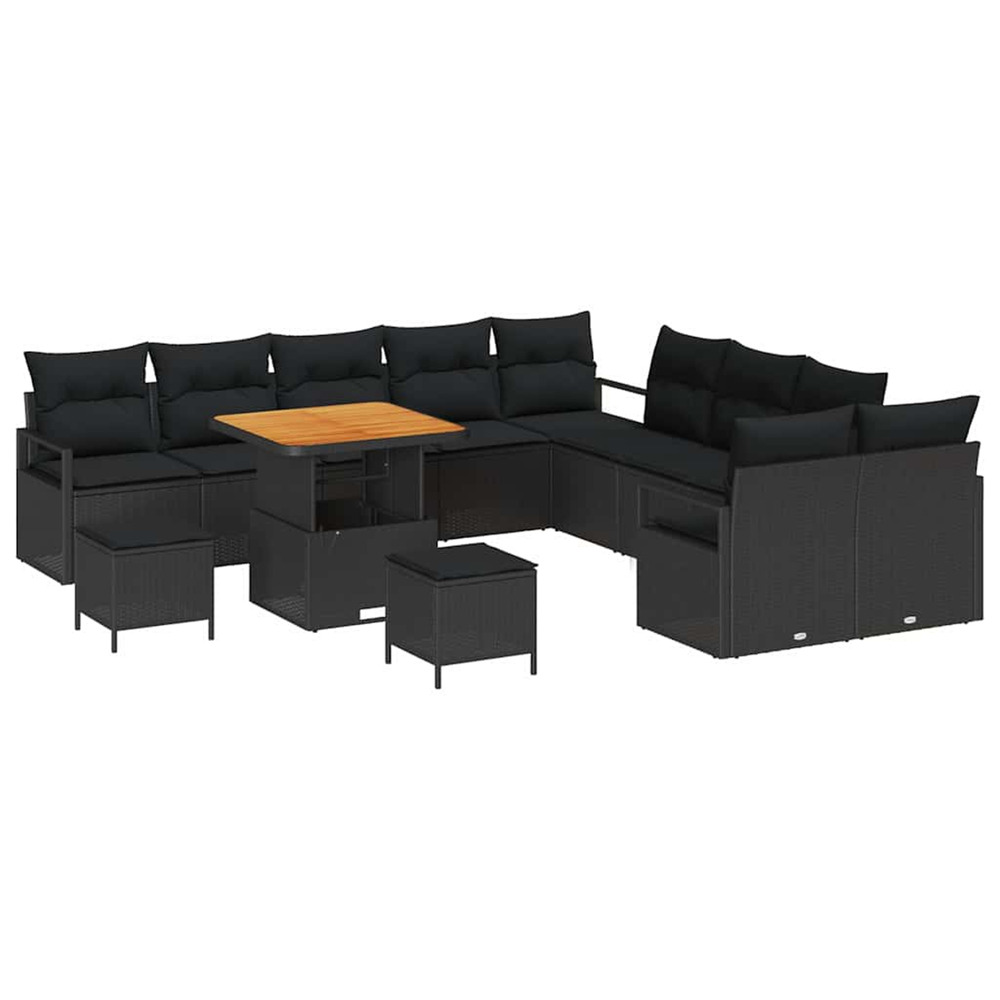 Ensemble de canapé de jardin avec coussin 13 pcs noir