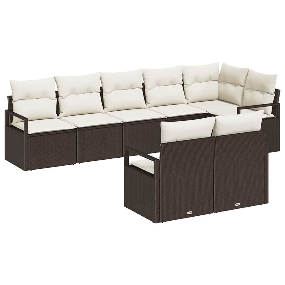 Ensemble de canapé de jardin 8 pc marron et blanc polyrotin