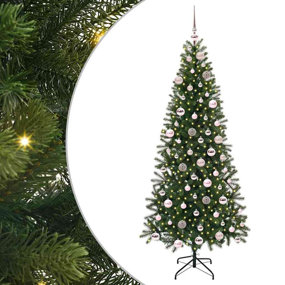 Sapin de noël artificiel avec 300 led vert 180 cm pe et pvc