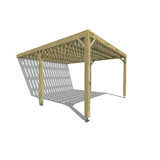 Pergola bois • 4m x 5m • adossée • sens largeur • platelage bois • livraison comprise