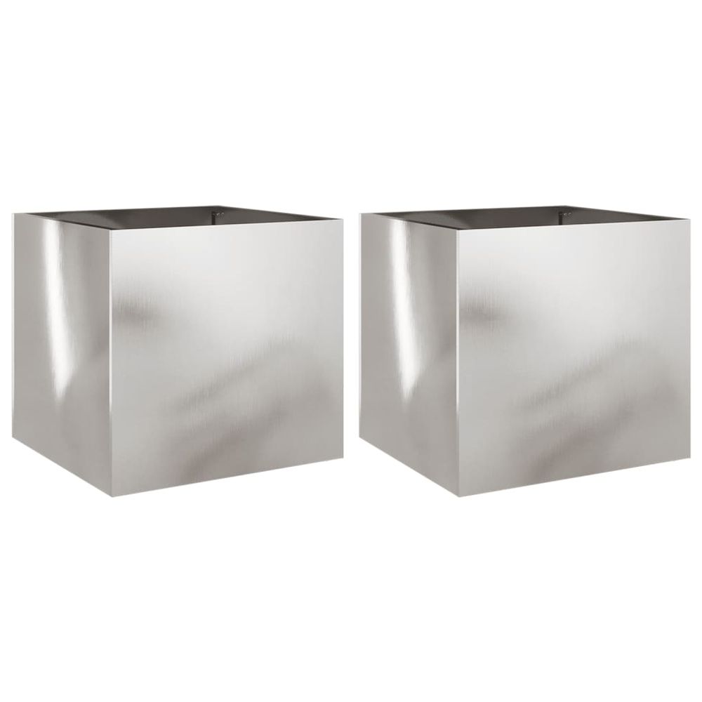 Jardinières 2 pcs argenté 42x40x39 cm acier inoxydable