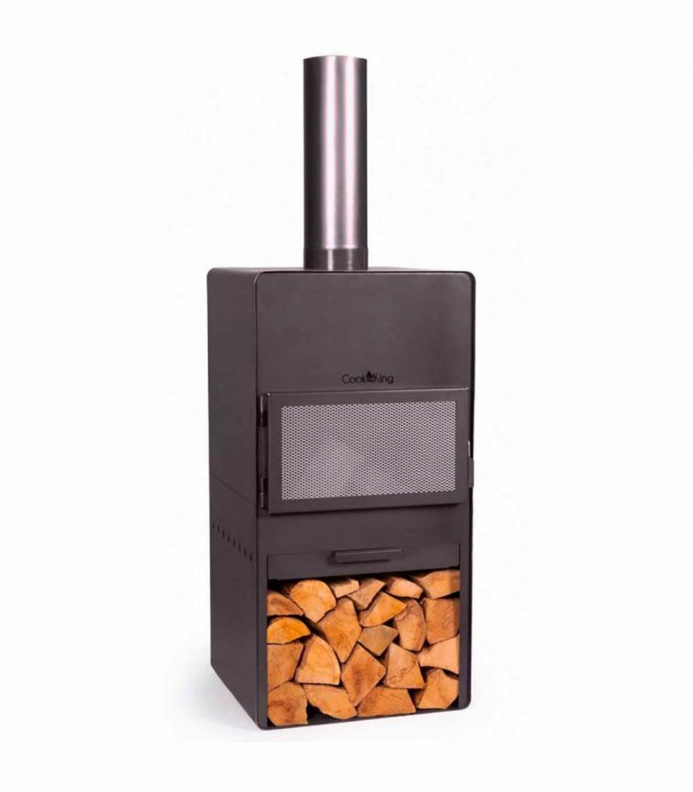 Poêle vento, 150cm de hauteur, acier brut, cookking, 111500