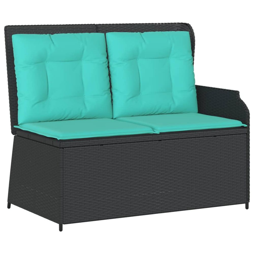Banc inclinable de jardin avec coussins noir résine tressée