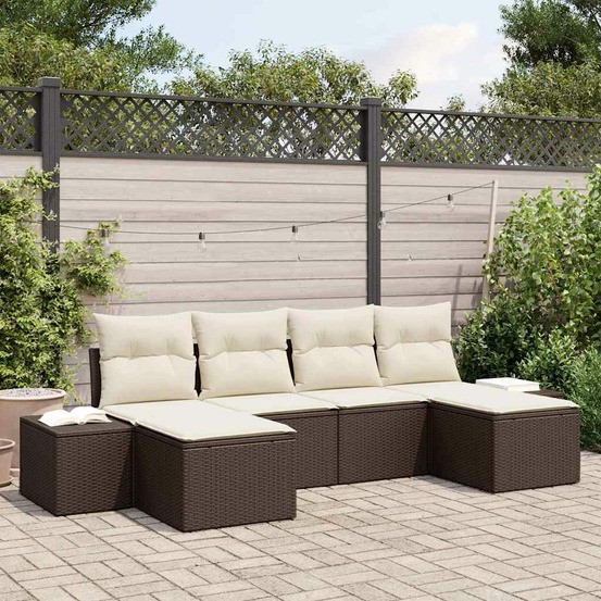 Ensemble de canapé de jardin 4 pcs marron et crème polyrotin