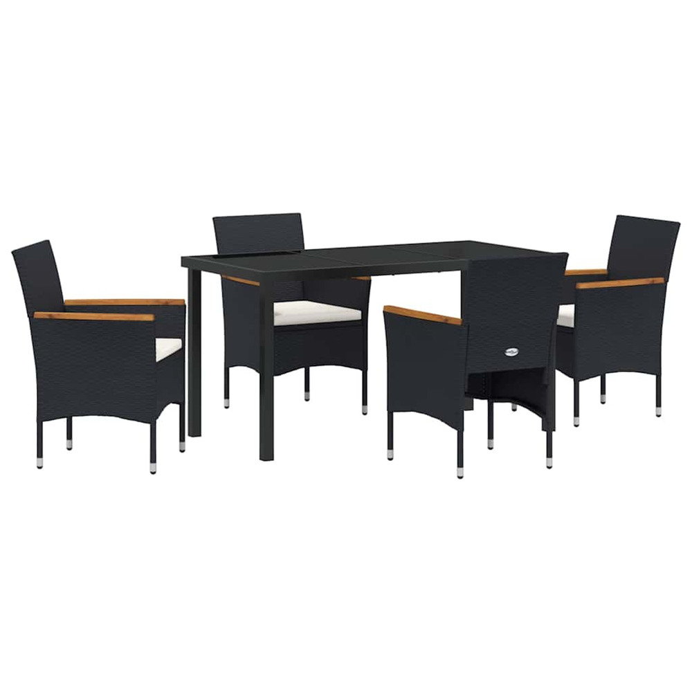 Ensemble de salle à manger pour jardin 5 pcs noir polyrotin