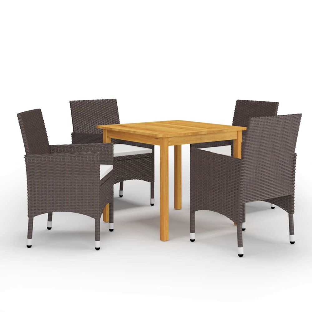 Ensemble à manger de jardin 5 pcs marron