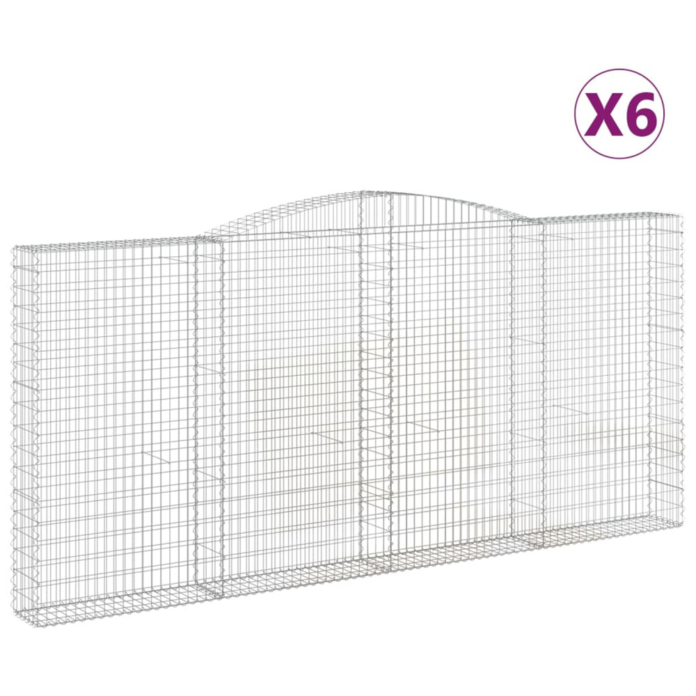 Paniers à gabions arqués 6 pcs 400x30x180/200 cm fer galvanisé