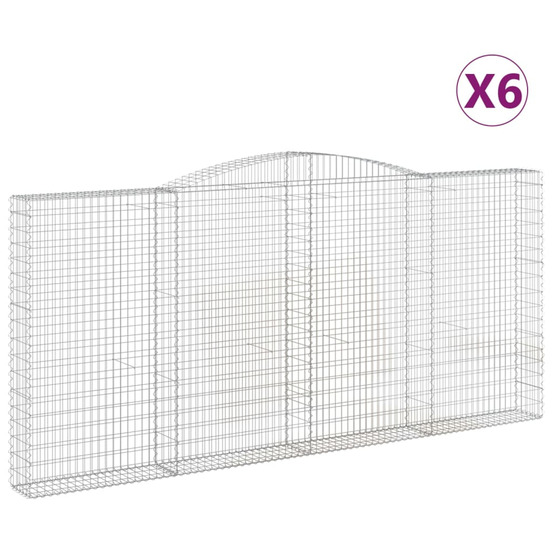 Paniers à gabions arqués 6 pcs 400x30x180/200 cm fer galvanisé