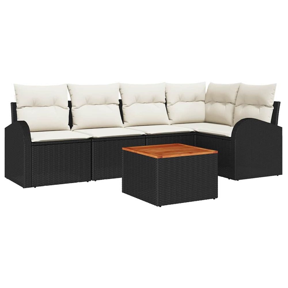 Ensemble de canapé de jardin 6 pc noir polyrotin