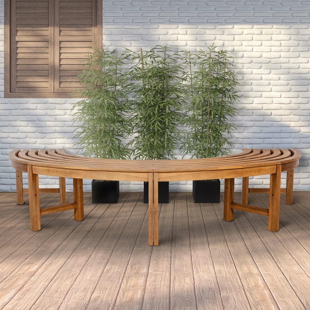 Banc d'arbre mâle 250 cm semi-circulaire sans dossier