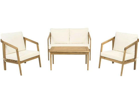 Salon de jardin en bois d'acacia avec coussins