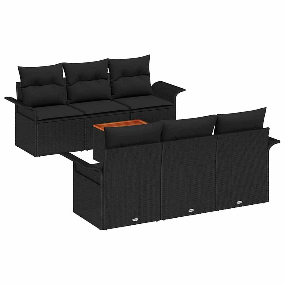 Ensemble de canapé de jardin 7 pc 6-nombre de places noir