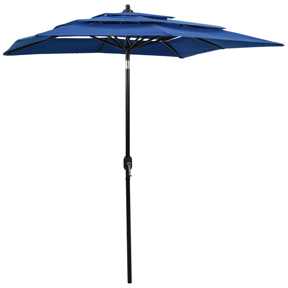 Parasol de jardin à 3 niveaux avec mât en aluminium bleu azuré