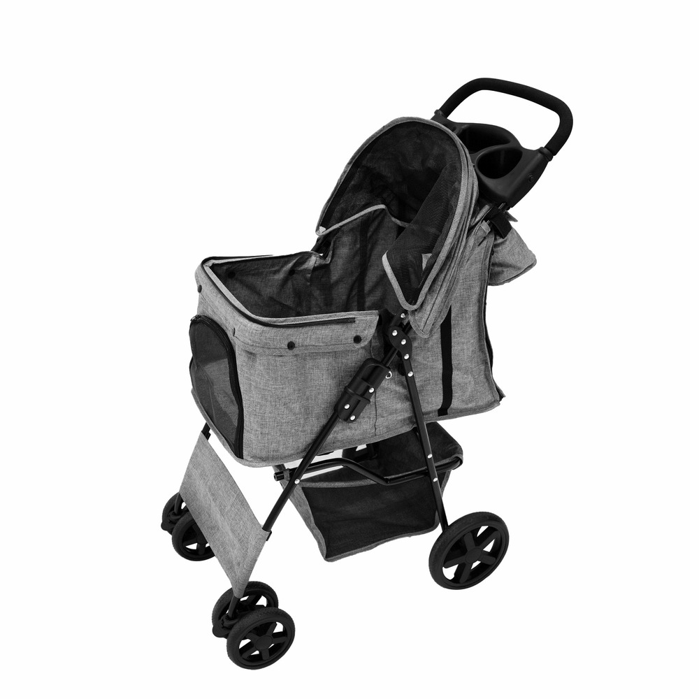 Poussette pour animal de compagnie et sac caddy – gris tissé
